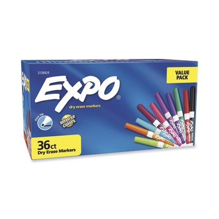 Newell Brands Dry-erase Markers, Fine Point, Nontoxic, Assorted, 36PK 2138424